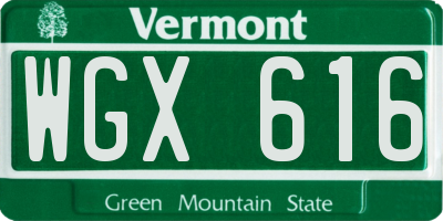 VT license plate WGX616
