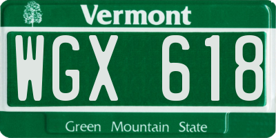 VT license plate WGX618