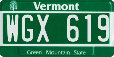 VT license plate WGX619
