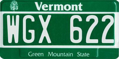 VT license plate WGX622