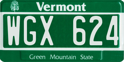 VT license plate WGX624