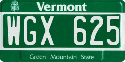 VT license plate WGX625