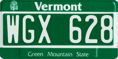 VT license plate WGX628