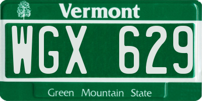 VT license plate WGX629