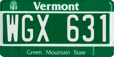 VT license plate WGX631