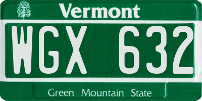 VT license plate WGX632