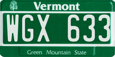 VT license plate WGX633