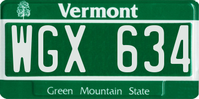 VT license plate WGX634