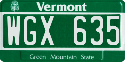 VT license plate WGX635