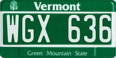 VT license plate WGX636
