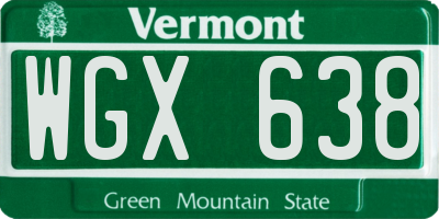 VT license plate WGX638