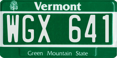 VT license plate WGX641