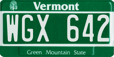 VT license plate WGX642