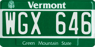 VT license plate WGX646