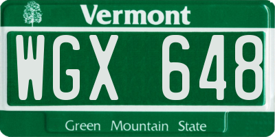 VT license plate WGX648
