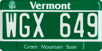 VT license plate WGX649