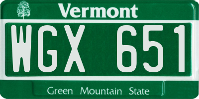 VT license plate WGX651
