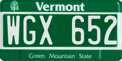 VT license plate WGX652