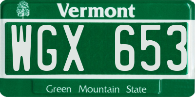 VT license plate WGX653