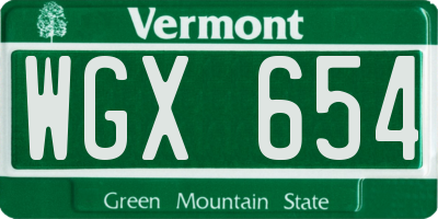 VT license plate WGX654