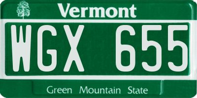 VT license plate WGX655