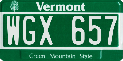 VT license plate WGX657