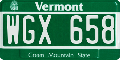 VT license plate WGX658