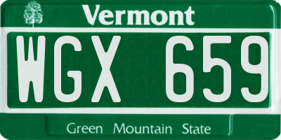VT license plate WGX659