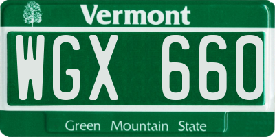 VT license plate WGX660