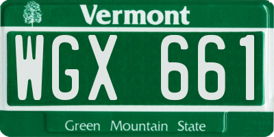 VT license plate WGX661