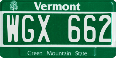 VT license plate WGX662