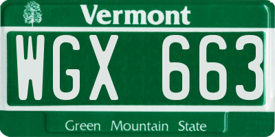 VT license plate WGX663