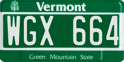 VT license plate WGX664