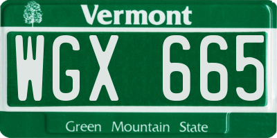 VT license plate WGX665