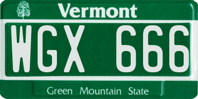 VT license plate WGX666