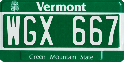 VT license plate WGX667