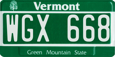 VT license plate WGX668
