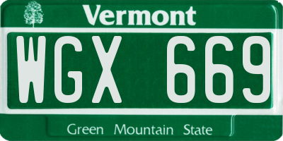 VT license plate WGX669