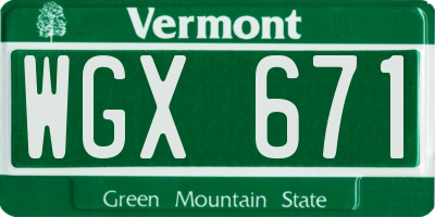 VT license plate WGX671