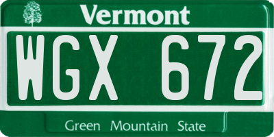 VT license plate WGX672