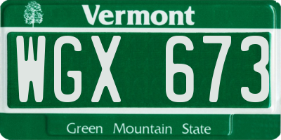 VT license plate WGX673