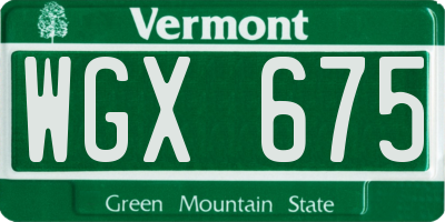 VT license plate WGX675