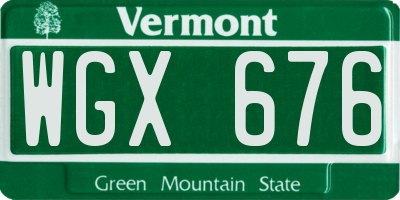 VT license plate WGX676