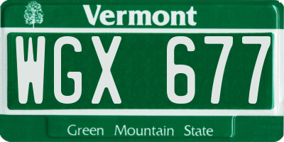 VT license plate WGX677