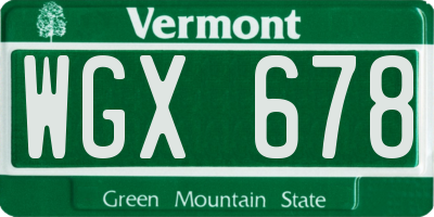 VT license plate WGX678