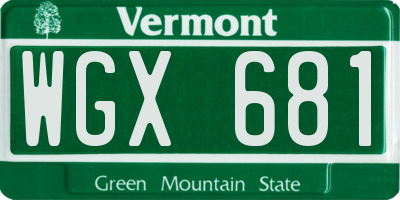 VT license plate WGX681