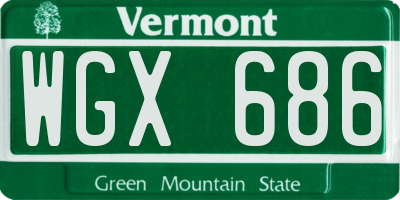 VT license plate WGX686