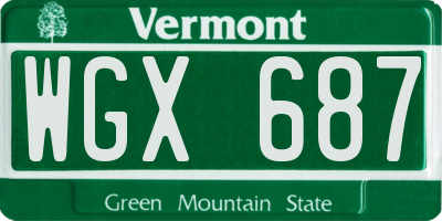 VT license plate WGX687
