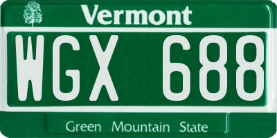 VT license plate WGX688
