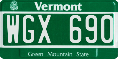 VT license plate WGX690